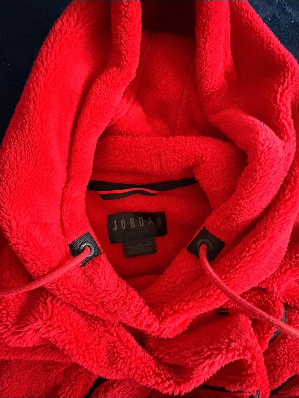 Fluffy Jordan Red 'Flight' Sherpa Pullover Hoodie